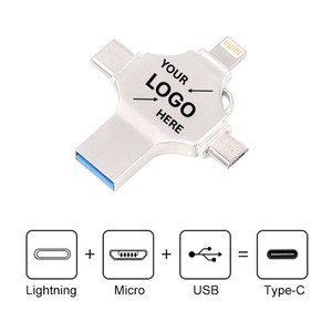 Clé USB 4-en-1 personnalisée en gros, <span class=keywords><strong>cadeau</strong></span> promotionnel, haute vitesse USB 2.0 3.0, 64/128 Go, en métal, carte mémoire, clé USB, <span class=keywords><strong>cadeau</strong></span> - Product Image 1