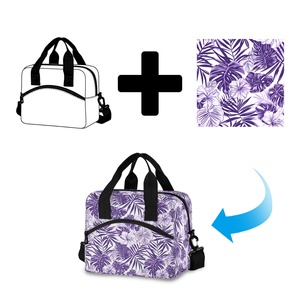Sac à déjeuner isotherme pliable et imperméable pour femme, en nylon, avec motif de feuilles tropicales, impression personnalisée, faible MOQ, avec bretelles - Product Image 1