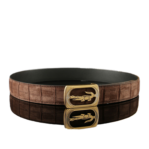Ceinture automatique en cuir véritable pour homme, boucle en acier, embossage crocodile, luxe, sur mesure, OEM, ODM - Product Image 1