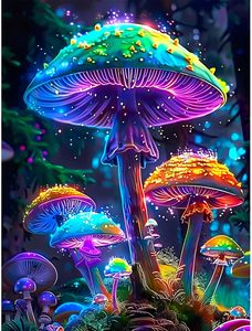 <span class=keywords><strong>Kit</strong></span> de peinture diamantée SONGWOO Magic Neon Colorful Mushroom pour adultes, peinture diamantée complète - Product Image 2