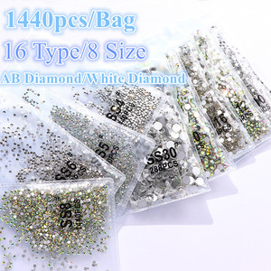 Ss3-ss16 1440 Piezas de Cristal 3D para Decoración de Uñas, Diamantes Redondos de Cristal para Manicura, Piedras Brillantes para Manualidades, Diamantes de Imitación Hotfix - Product Image 1