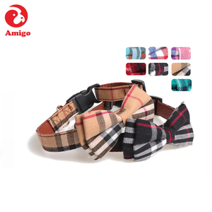 Amigo, venta al por mayor, personalizado, a cuadros, varios colores, pajarita de tweed, collar para perro pequeño, mediano y grande - Product Image 1