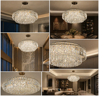 Lustre rond en cristal de luxe, luminaire suspendu au plafond LED, pour salon, chambre à coucher, villa, hôtel, luminaire décoratif