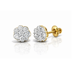 Pave Diamond Flower <b>Stud</b> Earrings 925 Sterling <b>Silver</b> Elegant Wedding Party Daily Prong Setting Premium - Product Image 1