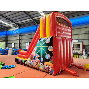 Toboggan gonflable de carnaval avec des graphismes de <span class=keywords><strong>clown</strong></span> colorés et un design à rayures rouges et jaunes pour les centres de divertissement familial <span class=keywords><strong>en</strong></span> intérieur - Product Image 4