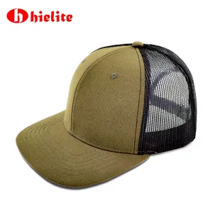 2023 Customizable Brown Snapback Trucker Cap Hot Sale with Black Back Mesh Plastic Snap Closure Blank Layout Color Options