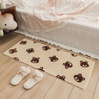 Tapis de chevet en dentelle tissée motif ours de dessin animé, antidérapant en silicone, mignon et moelleux, décoration intérieure pour chambre à coucher et chambre d'enfant - Grande Vente