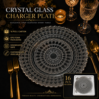 Assiette de présentation en verre transparent pour location de mariage, dessous de plat de luxe aspect cristal pour banquet, hôtel, fête, décoration de table
