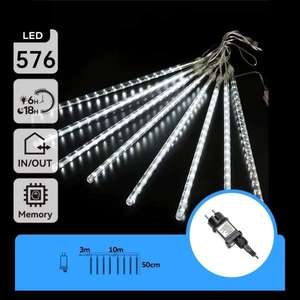 Bande lumineuse basse tension de 50 cm, pluie de météores, blanc froid, et 10 m, 16 bandes, idéale pour la décoration et l'ambiance - Product Image 1