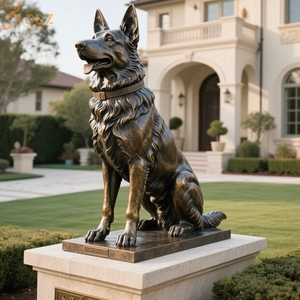 Esculturas grandes de perro pastor alemán al aire libre-Estatuas de perro reacondicionadas adecuadas para césped, almohadas o entradas - Product Image 4