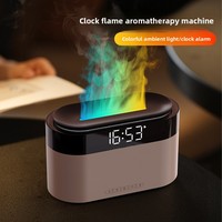Nouvelle machine d'aromathérapie à flamme colorée simulée, lumière d'ambiance, humidificateur silencieux avec horloge pour chambre à coucher