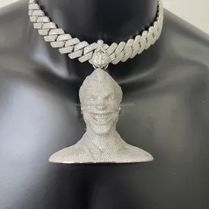 Ювелирные изделия, изготовленные по индивидуальному заказу 3D подвеска 925 стерлингового серебра VVS Moissanite Diamond в стиле хип-хоп мужское ожерелье прелести
