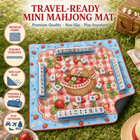 Tapis de Mahjong de Voyage Miniature de Luxe Personnalisé, Design Vintage Grue Chinoise et Éventail, Sans Odeur, Léger, Portable, Tapis en Caoutchouc pour Divertissement