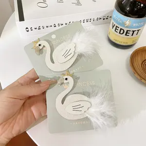 Neues Design Cygnet-Fransen clip für Kinder mit Feder Baby-Haars pange Niedliche Haarnadel mit Enten spitze