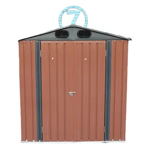 防雨金属存储棚，带通风口和滑动门，存储室外房屋花园