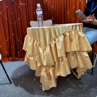 Jupe de table ronde à volants multicouches Muwei, nappe en satin à étages pour la décoration de table de mariage ou de gâteau