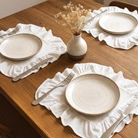 Set de table carré à volants personnalisé en coton pour la cuisine, la salle à manger, la maison, les fêtes et la décoration de table