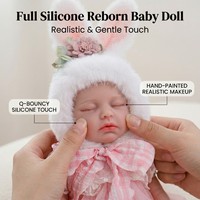Poupée reborn en silicone solide de 12 pouces, au toucher authentique, capable d'être étirée en fermant les yeux, ressemblant à un vrai bébé.