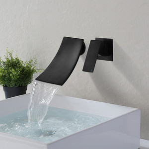 Robinet de lavabo encastré en cuivre à un trou moderne <span class=keywords><strong>Mitigeur</strong></span> mural caché Fonction cascade Noyau de valve en céramique pour baignoire - Product Image 4