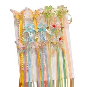 甜美新款儿童古风发夹超级不朽中式花花长丝带发夹 - Product Image 5