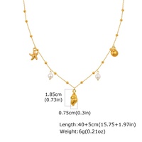 Collier pendentif Étoile de mer et Coquillage en Acier Inoxydable Plaqué Or 18 carats pour Femme, Étanche, Tendance, Idéal pour l'Été et la Plage