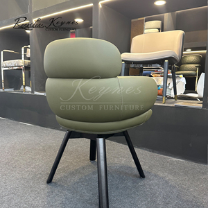 Chaise de salle à manger rembourrée Keynes en cuir PU noir avec pieds en bois, fauteuil de loisirs, vente en gros pour usage commercial et résidentiel - Product Image 3