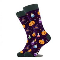 Chaussettes en coton tendance à thème Halloween, motif toile d'araignée, crâne, chauve-souris, nouveauté mi-mollet, chaussettes de costume festif pour hommes