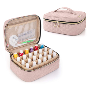 Boîte de rangement de voyage portable en tissu matelassé pour 24 flacons, organiseur pour kit de manucure, sac de transport professionnel personnalisé pour vernis à ongles - Product Image 1