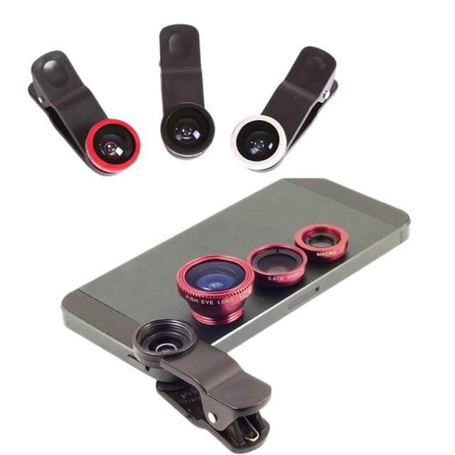 3 in 1 Universal Clip on Fish Eye Macro Wide Angle Mobile Phone Lens Camera Kit for iPhone samsung HTC LG
