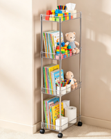 Étagère de rangement roulante portable à trois niveaux, chariot mince multifonctionnel pour cuisine, bureau, outils, fleurs