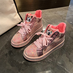 Vente en gros directe usine : Baskets montantes de créateur printemps avec empeigne en strass, doublure en coton, antidérapantes - Product Image 5