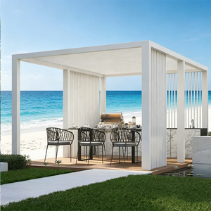 Pérgola de Aluminio de Instalación DIY con Luz LED, Gazebo con Techo de Láminas Eléctricas para Jardín Residencial - Product Image 1