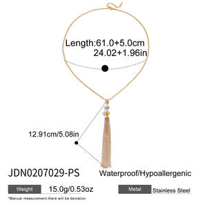 قلادة عصرية جديدة بشراشيب بسلسلة ربط على شكل كرة مزدوجة اللون من الفولاذ المقاوم للصدأ مطلية بالذهب عيار 18 - Product Image 6