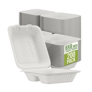 Personalizado 1200ml impermeable, resistente al aceite, biodegradable concha de almeja Bento caja de embalaje contenedor de alimentos - Product Image 5