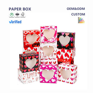 Panadería casera Fiesta Favor Regalo <span class=keywords><strong>San</strong></span> Valentín Cupcake Candy Cookie Treat Cajas con ventana <span class=keywords><strong>de</strong></span> corazón - Product Image 1