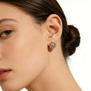 CUSTOM SILVER 10K/14K GOLD PLATED SOLID GOLD LAB GROWN DIAMOND ZICON ENGAGEMENT CLUSTER EARRING UNISEX CUTE ANNIVERSARY PARTY - Product Image 4