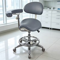 Tabouret ergonomique pour dentiste avec revêtement en cuir PU, accoudoirs réglables en hauteur, chaise pivotante pour dentiste