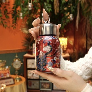 Tazza da taschino con anello portatile per esterno in stile nazionale, piccola tazza di Thermos - Product Image 3