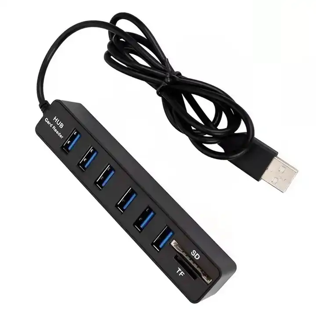 USB 2.0 Hub 6 Port Hub Multi Splitter Port 100cm Long Cable Multiple Expanderfor Computer Laptop PC USB Adapter Accessories