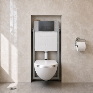 Diseño Interior de Baño Minimalista, Tanque de Agua Invisible que Ahorra Espacio, <span class=keywords><strong>Cisterna</strong></span> Oculta Moderna con Panel de Descarga Metálico - Product Image 1