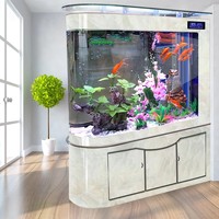 Aquarium en verre Bullet, séparateur d'espace moderne et luxueux pour salon, 600L, ovale, pour poissons dragons, avec filtre de fond
