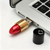 Clé USB amusante en forme de rouge à lèvres en métal 2.0 1 Go 2 Go 4 Go Clé USB 3.0 8 Go 16 Go 32 Go Nouveau stock Cadeau