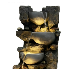 <span class=keywords><strong>Fontaine</strong></span> d'eau en cascade à quatre niveaux en résine <span class=keywords><strong>imitation</strong></span> <span class=keywords><strong>pierre</strong></span> avec lumières LED pour la décoration intérieure et extérieure du jardin et du patio - Product Image 5