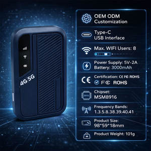 Routeur portable Wi-Fi DNXT, routeur 4G DNXT, mini routeur 3G 4G, 3000 mAh, 2,4 GHz, USB Type-C, 5V-2A, 300 Mbps, LED pour utilisation en extérieur - Product Image 2