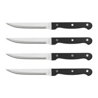 Ensemble de 4 couteaux à steak dentelés ultra tranchants et ne nécessitant jamais d'affûtage avec manche en POM