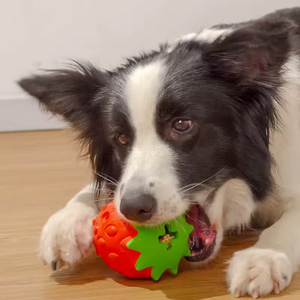 Jouet à mâcher pour chien en forme de fraise pour mâcheurs agressifs, jouet durable pour chiot, jouet d'entraînement pour l'IQ et l'enrichissement mental, adorable jouet pour chien - Product Image 6