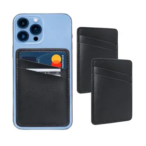 Custom cell mobile leather phone sticker credit wallet card holder logo stick on wallet for phone 3m