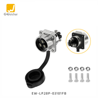 Connecteur circulaire étanche E-Weichat LP28 IP68 à visser, 2/3 pôles, mâle/femelle, à bride, pour aviation, 500V 50A