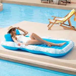 PVC Inflatable <b>Pool</b> Lounger Float 82*54 Inch Beach Sun Tanning Float Raft with Drink Holder Swimming Mattress Mat - Product Image 6