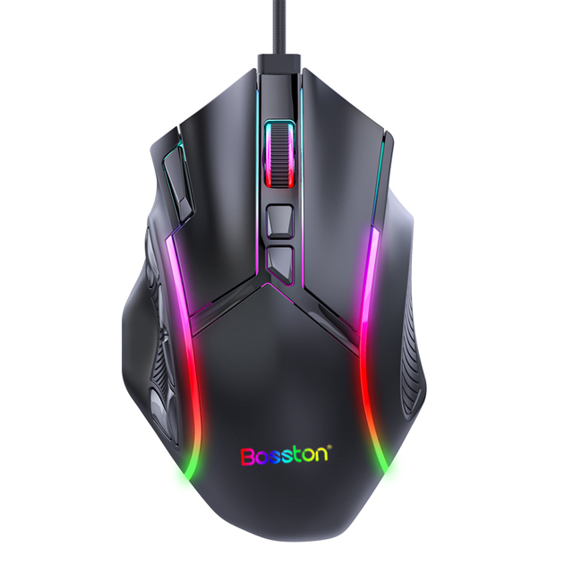 BOSSTON X15 E-Sports Macro Programming Wired 12D Mouse High Return Rate RGB Lighting Effect Weight Adjustable